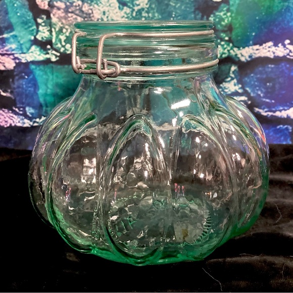 Vintage Green Italian Lidded Hermetic Apothecary Jar With Clamp Closure Italy - Picture 5 of 11